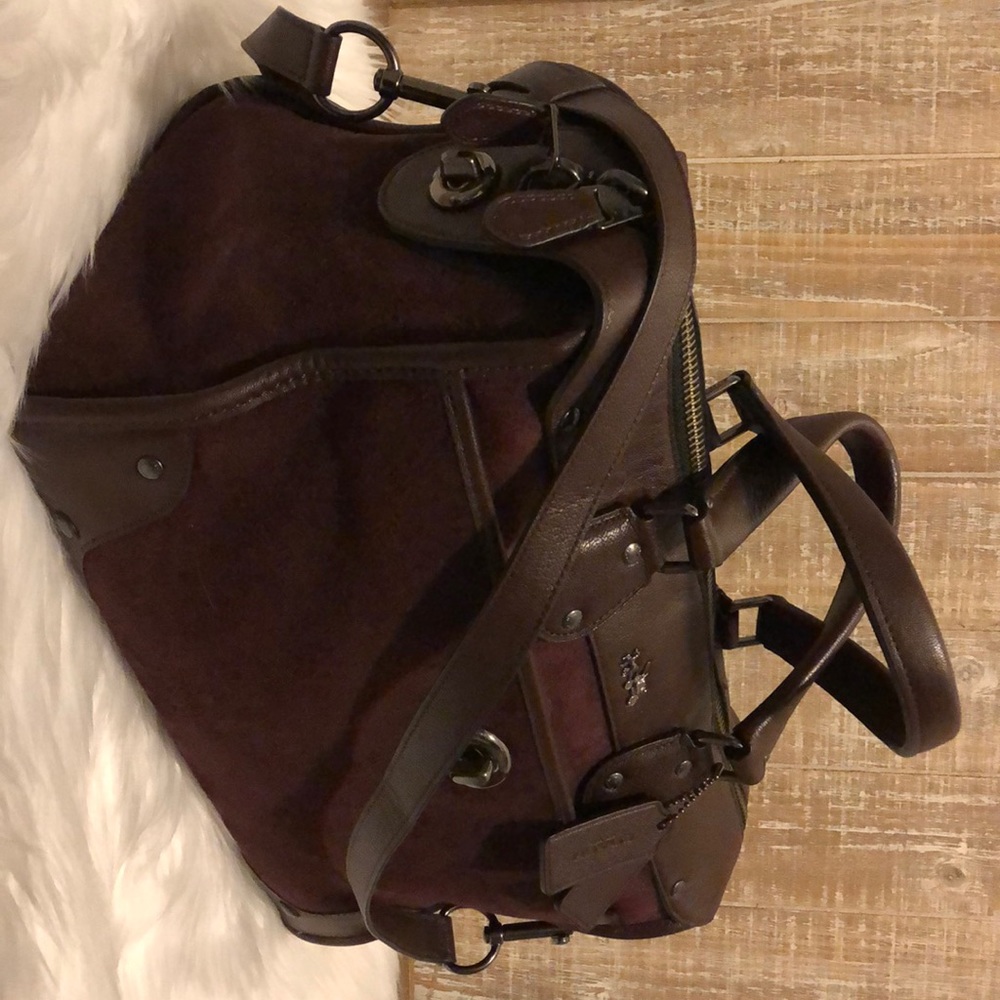 Coach Rhyder Satchel in Burgundy Suede